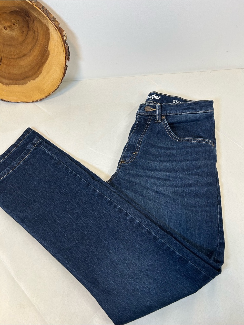 Wrangler Men's Straight Leg Jeans in Deep Blue Denim Size 29x30 Western - Picture 7 of 8